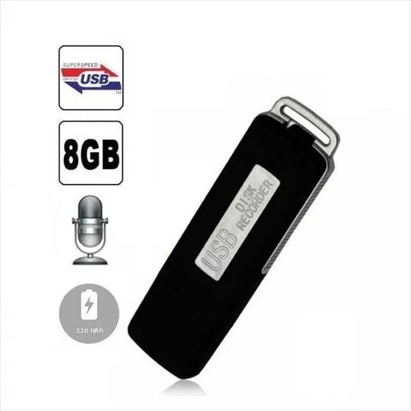 Mini Grabadora de Voz Espia USB 16gb Grabacion en Alta Calidad Metalico  Elegante V1