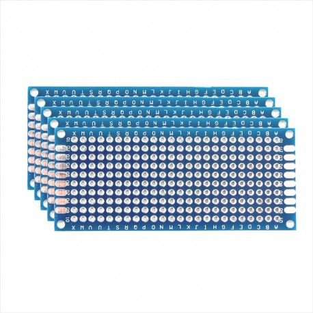 5 x Placas Perforadas PCB FR4 Doble Cara, Azul, 30 X 70mm Para Prototipos 